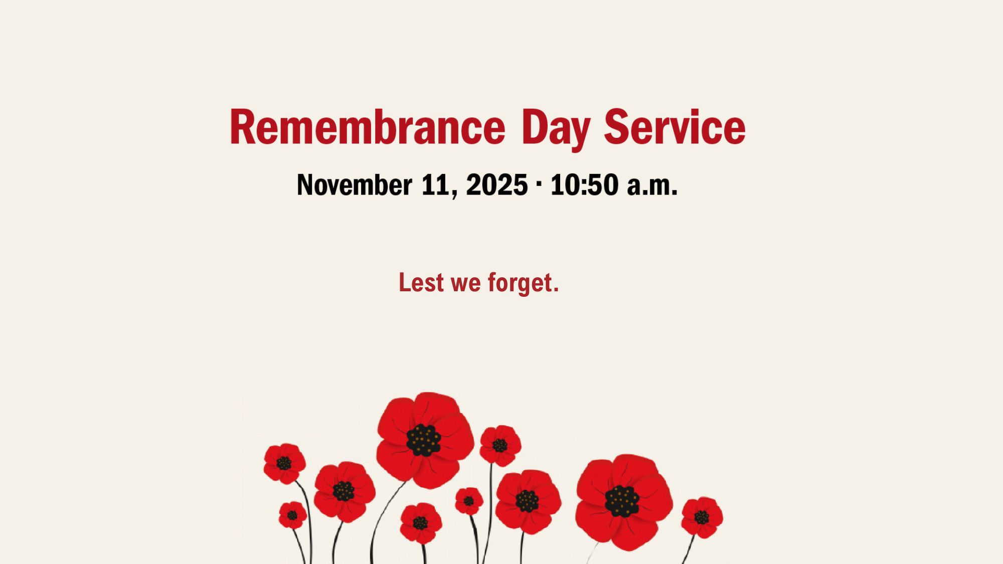 Remembrance Day service poster