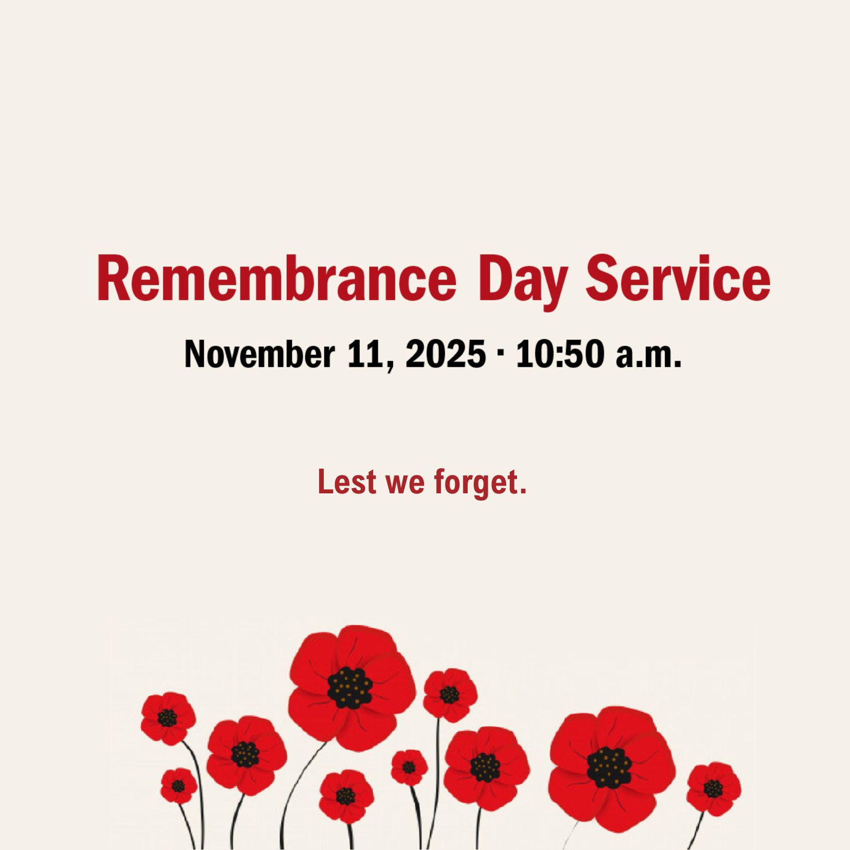Remembrance Day service poster