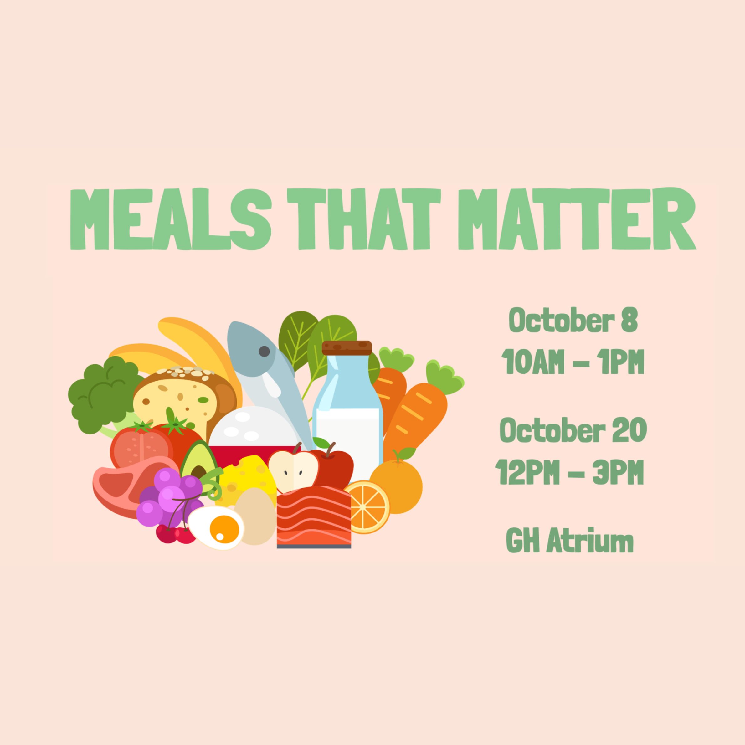 Meals That Matter event details with an image of various healthy foods