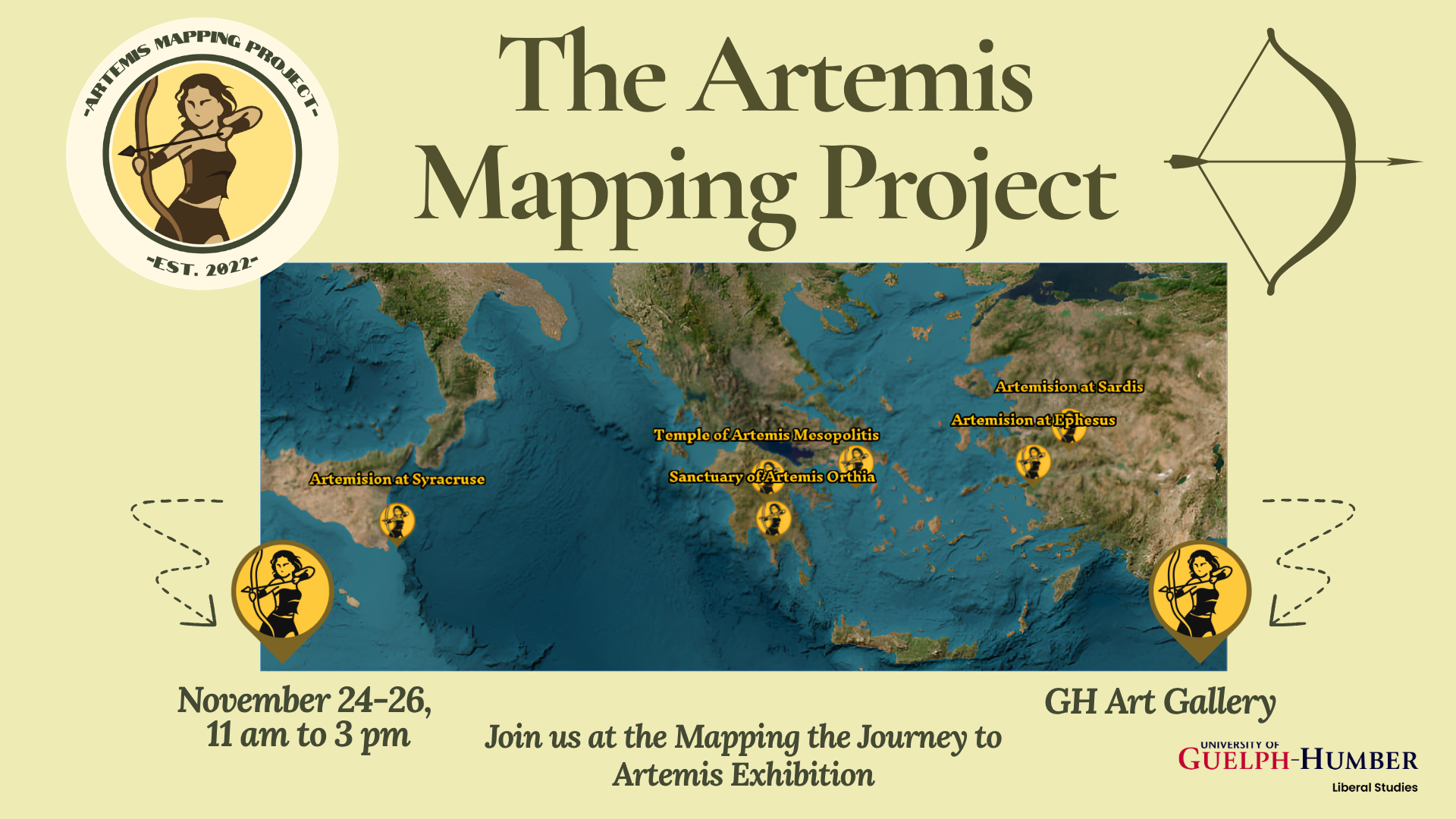 Banner for the “The Artemis Mapping Project” exhibition at the University of Guelph-Humber