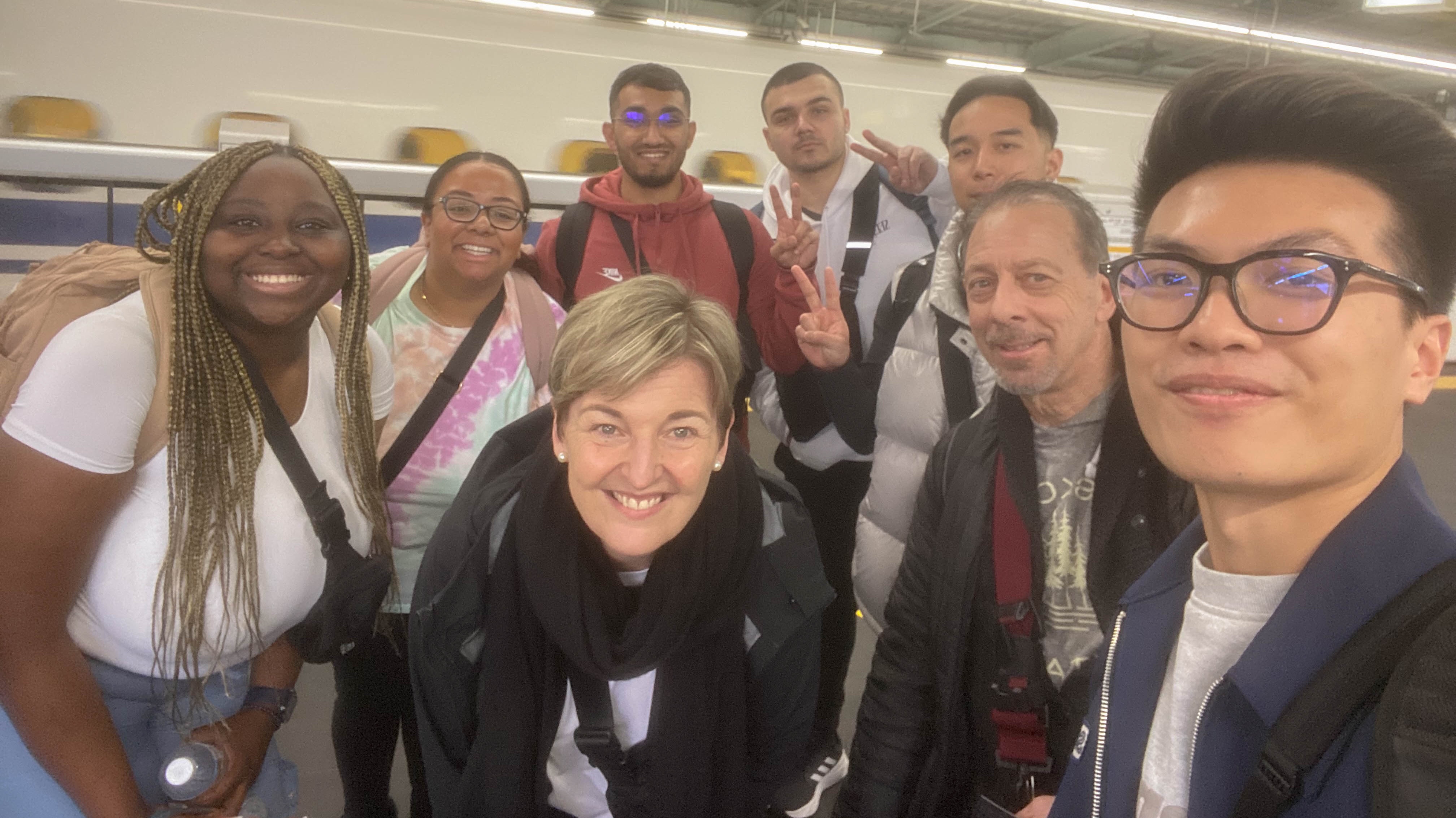 A group of individuals smiling for a selfie. From left to right: Tenisha Noel, Priya Puran, Dr. Melanie Spence-Ariemma, Ihtisham Ahmed, Massimo Pascuzzi, Dan Villaluz, Dr. Paul Sherman, Hoang (Harry) Nguyen