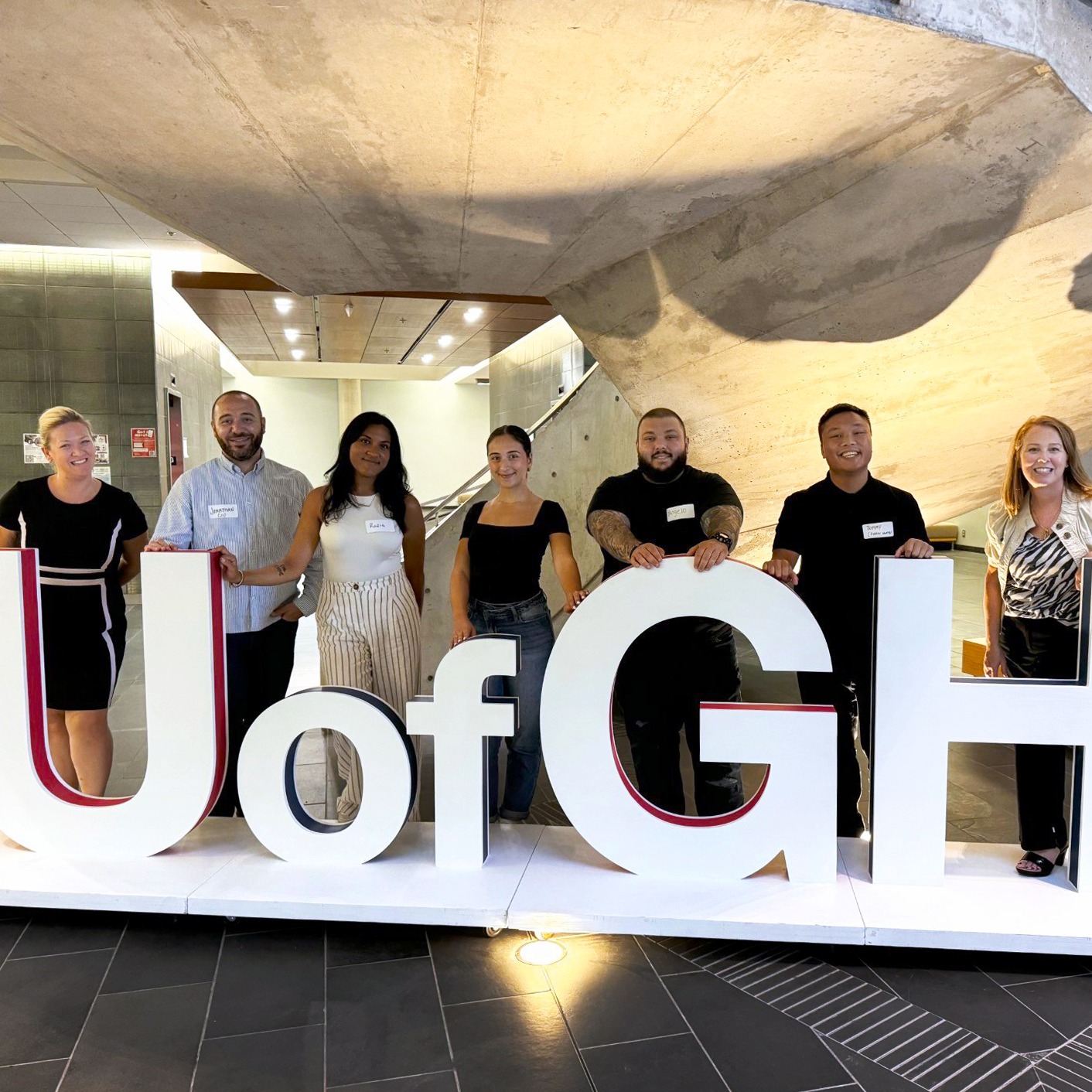 Left to right: Kirsten Knowles, Jonathan Zarb, Razia Gill, Lianna Montanari, Angelo Rotondo, Tommy Ho, Sandra Fazio. Not pictured: Olivia Detmers, Bahaa Elzouki.