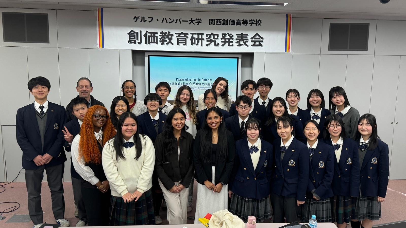 Guelph-Humber research assistants pose with Kansai Soka High School students