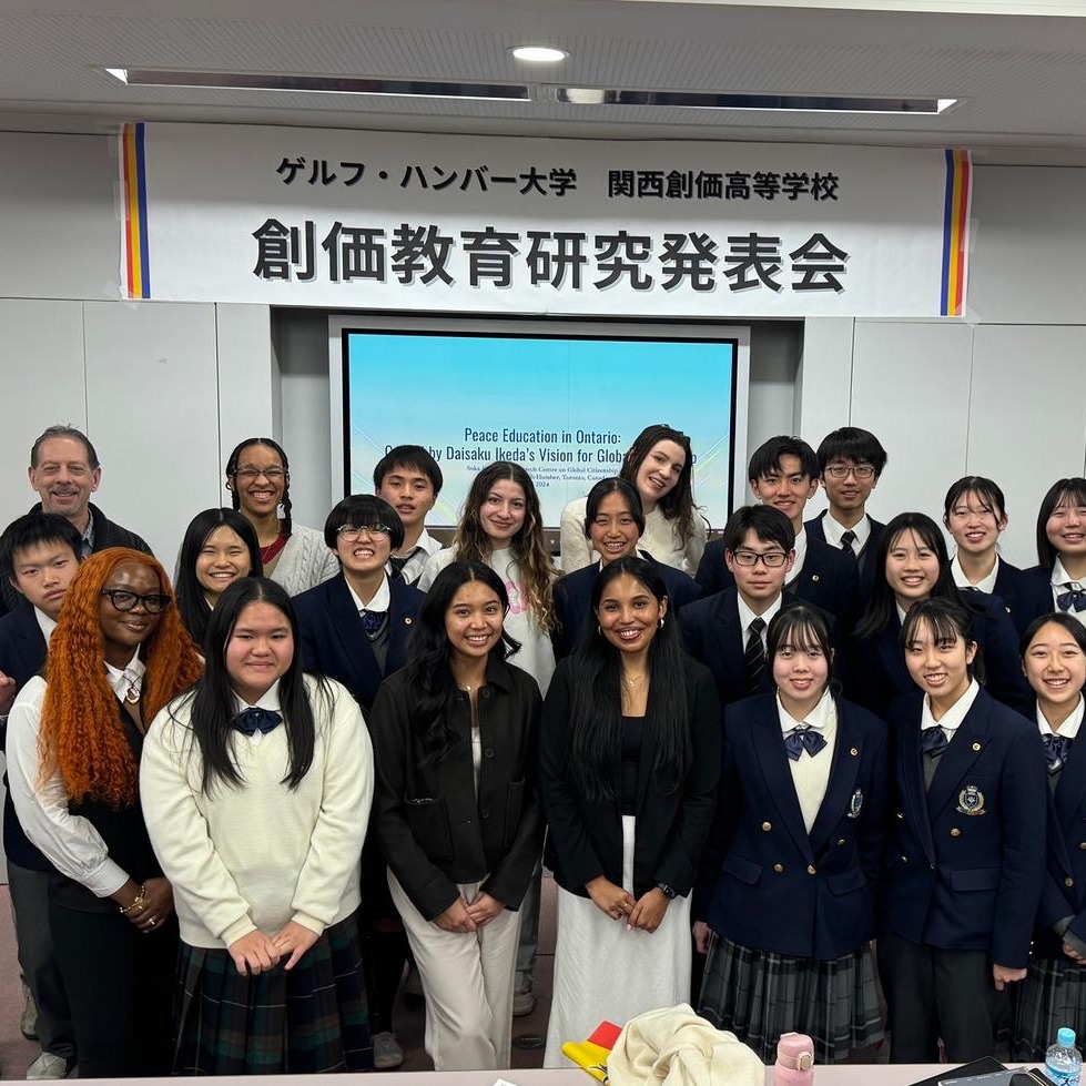 Guelph-Humber research assistants pose with Kansai Soka High School students