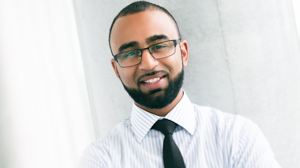 Riaz Mohammed poses on campus