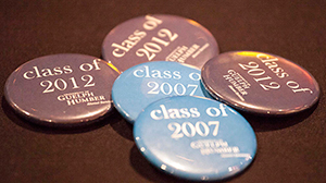 UofGH buttons arrayed on a table