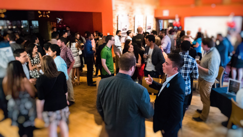 Wide photo of alumni reunion reception