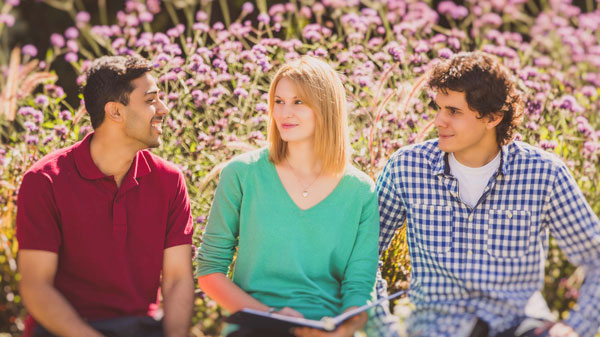 Three friends explore the Arboretum