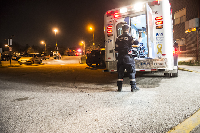 Paramedic with ambulance