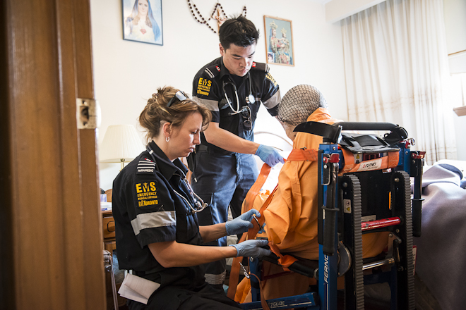 Patient checked by paramedics