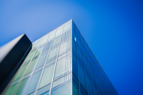 Low angle photo of Humber Learning Resource Commons glass wall