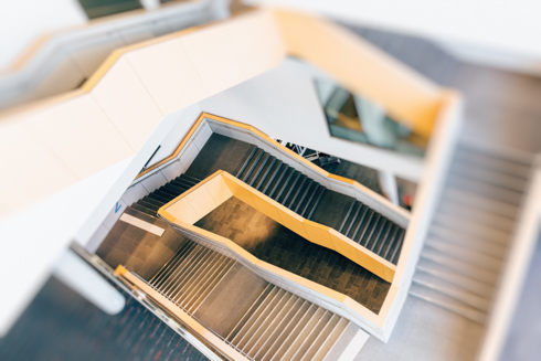 High angle photo of Humber Learning Resource Commons staircase