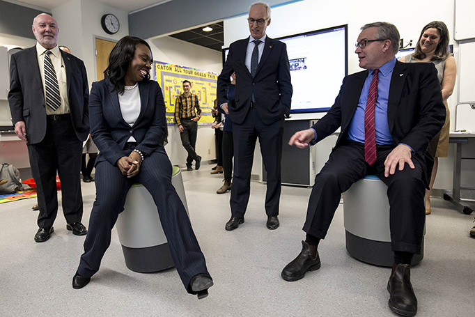 The ministers gathered in UofGH's Learning Lab